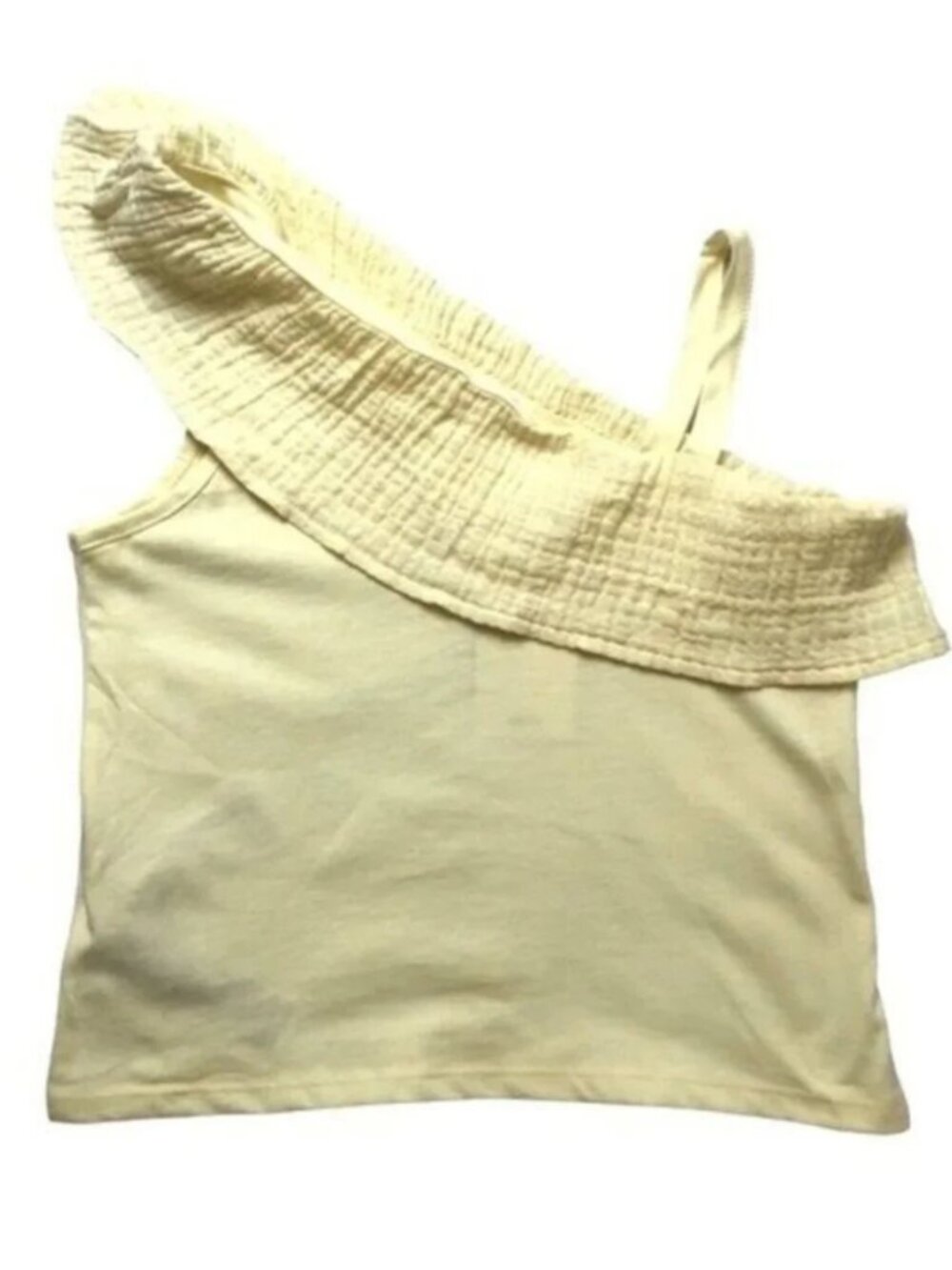 NWT MNG by Mango Kids Girl Yellow One Shoulder Summer Tee Shirt  9-10